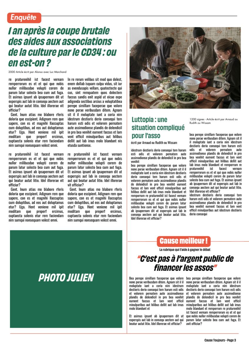 Page intérieure du N°001 — Cause Toujours !
